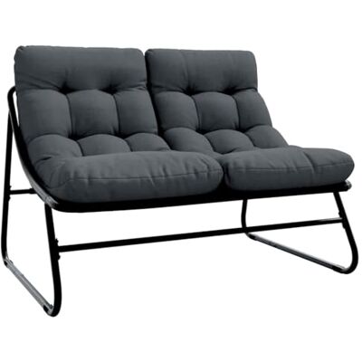 vidaXL gartenmöbel Schwarz 110 x 81 x 71 cm Pulverbeschichteter Stahl, Garten und Terrasse, Moderne Außenmöbel, wetterfeste Stühle, Bequeme Sitze, minimalistisches Design vidaXL gartenmöbel Schwarz 110 x 81 x 71 cm Pulverbeschichteter Stahl, Garten und Terrasse, Moderne Außenmöbel, wetterfeste Stühle, Bequeme Sitze, minimalistisches Design