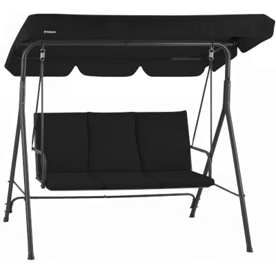 HinHocker Hollywoodschaukel 3-Sitzer mit Sonnendach Schwarz bis 250 kg belastbar Schwingliege, Schaukelbank Outdoor Gartenschaukel, Swing Chair Softschaukel, Verandaschaukel, Outdoor Sitz HinHocker Hollywoodschaukel 3-Sitzer mit Sonnendach Schwarz bis 250 kg belastbar Schwingliege, Schaukelbank Outdoor Gartenschaukel, Swing Chair Softschaukel, Verandaschaukel, Outdoor Sitz
