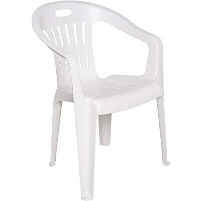 Dmora Gartenstühle Bisceglie, Gartensitz, Für drinnen und draußen, Mit Armlehnen und stapelbar, Made in Italy, 56x55 h78 cm, Weiß Dmora Gartenstühle Bisceglie, Gartensitz, Für drinnen und draußen, Mit Armlehnen und stapelbar, Made in Italy, 56x55 h78 cm, Weiß