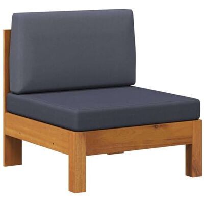 vidaXL Akazienholz Massiv Mittelsofa mit Dunkelgrauen Kissen Modular Sofa Lounge Gartensofa Einzelsofa Gartenmöbel Outdoor Terrasse vidaXL Akazienholz Massiv Mittelsofa mit Dunkelgrauen Kissen Modular Sofa Lounge Gartensofa Einzelsofa Gartenmöbel Outdoor Terrasse