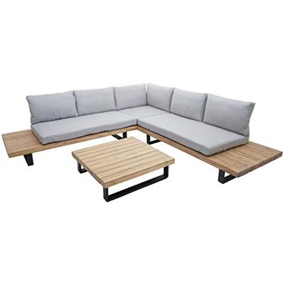 Mendler Garten-Garnitur HWC-H54 Akazie Alu Hellbraun, Polster hellgrau Garnitur, Sitzgruppe, Lounge-Set, Spun, Poly, Holz, FSC® Mendler Garten-Garnitur HWC-H54 Akazie Alu Hellbraun, Polster hellgrau Garnitur, Sitzgruppe, Lounge-Set, Spun, Poly, Holz, FSC®