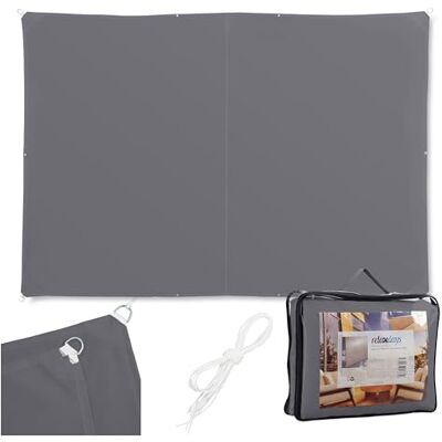 Relaxdays Sonnensegel, 3x4 m, Polyester, wasserdicht, Segeltuch mit Ösen, Spannseilen, Sonnentuch rechteckig, dunkelgrau Relaxdays Sonnensegel, 3x4 m, Polyester, wasserdicht, Segeltuch mit Ösen, Spannseilen, Sonnentuch rechteckig, dunkelgrau