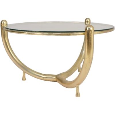 DRW Couchtisch aus Metall und Glas in Gold und Transparent, 81 x 81 x 46 cm DRW Couchtisch aus Metall und Glas in Gold und Transparent, 81 x 81 x 46 cm