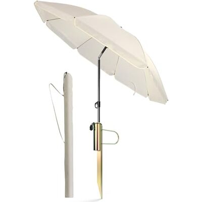 4smile Sonnenschirm Strand Ø 160 cm, 3-in-1 SET mit Rasendorn, Beige Strandschirm windfest stabil + Rasendorn Sonnenschirmhalter + Sonnenschirmhülle, UPF 50+, Gartenschirm mit Schirmspieß 4smile Sonnenschirm Strand Ø 160 cm, 3-in-1 SET mit Rasendorn, Beige Strandschirm windfest stabil + Rasendorn Sonnenschirmhalter + Sonnenschirmhülle, UPF 50+, Gartenschirm mit Schirmspieß