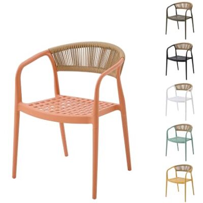 casa pura Gartenstuhl Solaro mit handgeflochtener Rückenlehne – Orange UV-geschütztes PP-Gestell, integrierte Armlehnen und abnehmbare Beine – in 6 Farben casa pura Gartenstuhl Solaro mit handgeflochtener Rückenlehne – Orange UV-geschütztes PP-Gestell, integrierte Armlehnen und abnehmbare Beine – in 6 Farben