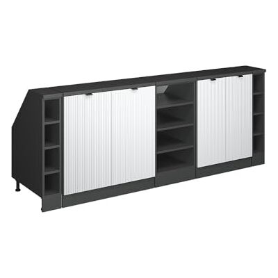 Vicco Dachschrägenschrank-Set Rion, Weiß Riffel/Anthrazit B210 x T60 cm, 5er Set, platzsparend für Dachschrägen Vicco Dachschrägenschrank-Set Rion, Weiß Riffel/Anthrazit B210 x T60 cm, 5er Set, platzsparend für Dachschrägen