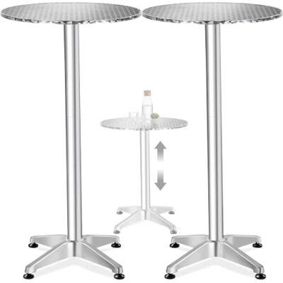 tectake ® 2X Aluminium-Bistrotisch, 2in1, Ø 60 cm, 2 Aufbauhöhen 70/110 cm Wetterfest, Zementsockel, 60 kg Belastbarkeit, pflegeleicht, höhenverstellbare Kunststofffüße, Silber tectake ® 2X Aluminium-Bistrotisch, 2in1, Ø 60 cm, 2 Aufbauhöhen 70/110 cm Wetterfest, Zementsockel, 60 kg Belastbarkeit, pflegeleicht, höhenverstellbare Kunststofffüße, Silber