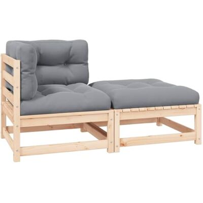 vidaXL Garten Lounge Set 2-TLG., Gartenmöbel Set Sitzgruppe für Garten Terrasse Balkon, Modular Sofa mit Kissen, Garnitur Loungemöbel, Kiefer Massivholz vidaXL Garten Lounge Set 2-TLG., Gartenmöbel Set Sitzgruppe für Garten Terrasse Balkon, Modular Sofa mit Kissen, Garnitur Loungemöbel, Kiefer Massivholz