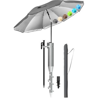 4smile Sonnenschirm Strand Ø 180 cm SET mit Eindrehbodenhülse, Anthrazit Strandschirm Windfest Stabil mit Eindrehbodenhülse, Sonnenschutz Strand, UPF 50+ Schirm mit Schutzhülle, für Garten & Urlaub 4smile Sonnenschirm Strand Ø 180 cm SET mit Eindrehbodenhülse, Anthrazit Strandschirm Windfest Stabil mit Eindrehbodenhülse, Sonnenschutz Strand, UPF 50+ Schirm mit Schutzhülle, für Garten & Urlaub