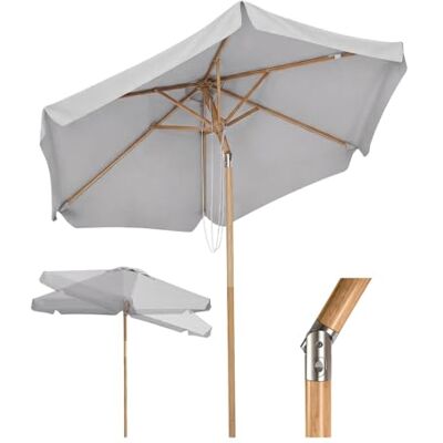 Sekey Sonnenschirm Balkon Holzoptik mit Neigungswinkel (Aluminium-Drehgelenk), Eisenmast 38mm & 6 Stahlstreben, Doppel-Seilzug, Sonnenschirm Strand für Balkon Terrasse, UPF 50+ Sonnenschutz Sekey Sonnenschirm Balkon Holzoptik mit Neigungswinkel (Aluminium-Drehgelenk), Eisenmast 38mm & 6 Stahlstreben, Doppel-Seilzug, Sonnenschirm Strand für Balkon Terrasse, UPF 50+ Sonnenschutz