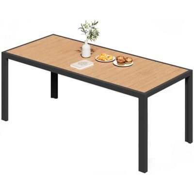 JUMMICO Gartentisch aus Aluminium mit Holzoptik, Wetterfester Outdoor Tisch in 150cm oder 189cm, Stabiler Esstisch für Garten und Terrasse JUMMICO Gartentisch aus Aluminium mit Holzoptik, Wetterfester Outdoor Tisch in 150cm oder 189cm, Stabiler Esstisch für Garten und Terrasse