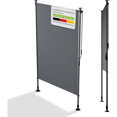 Juskys ® Senkrechtmarkise Barbados 120x310 cm Balkon Sichtschutz wetterfest Ausziehbare Seitenmarkise ohne Bohren für Garten und Balkon Grau Juskys ® Senkrechtmarkise Barbados 120x310 cm Balkon Sichtschutz wetterfest Ausziehbare Seitenmarkise ohne Bohren für Garten und Balkon Grau