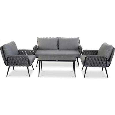 Greemotion Lounge-Set Madeira, Anthrazit/Grau, 4-teilig, Aluminium Set aus 1x 2-Sitzer, 2x Sessel, mit Sitzkissen für Terrasse, Balkon und Garten Greemotion Lounge-Set Madeira, Anthrazit/Grau, 4-teilig, Aluminium Set aus 1x 2-Sitzer, 2x Sessel, mit Sitzkissen für Terrasse, Balkon und Garten