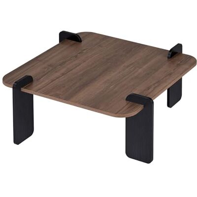 Hanah Home Stilvoller Couchtisch, Walnuss & Holz Schwarz, 90 x 35 x 90 cm 100% melaminbeschichtet, 18 mm stark Werkzeuglose Montage Hanah Home Stilvoller Couchtisch, Walnuss & Holz Schwarz, 90 x 35 x 90 cm 100% melaminbeschichtet, 18 mm stark Werkzeuglose Montage