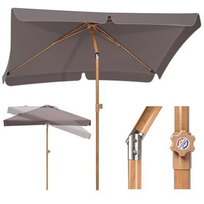 Sekey Sonnenschirm Balkon 200x125 cm Holzoptik, Sonnenschirm Rechteckig mit höhenverstellbar, 180g/m² Polyester UV50+, Aluminium-Drehgelenk, Sonnenschirme für Balkon Garten Terrasse Sekey Sonnenschirm Balkon 200x125 cm Holzoptik, Sonnenschirm Rechteckig mit höhenverstellbar, 180g/m² Polyester UV50+, Aluminium-Drehgelenk, Sonnenschirme für Balkon Garten Terrasse