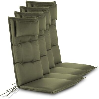 normani Hochwertige Gartenstuhl Auflagen 4er Set Hochlehner mit Kissen Sitzpolster Stuhlauflagen für Draußen und Drinnen aus pflegeleichtem Outdoor Material 120x50 cm Made in EU Oliv 120 x 50 x 5 cm normani Hochwertige Gartenstuhl Auflagen 4er Set Hochlehner mit Kissen Sitzpolster Stuhlauflagen für Draußen und Drinnen aus pflegeleichtem Outdoor Material 120x50 cm Made in EU Oliv 120 x 50 x 5 cm