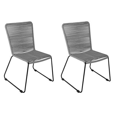 SAM 2er Set Outdoor-Seilstuhl ISRA, Farbe Grau, schwarzes Eisen-Gestell Seilbespannung aus Polyester, Gartenstuhl/Rope Chair im modernen Design, für Balkon & Terrasse und Garten SAM 2er Set Outdoor-Seilstuhl ISRA, Farbe Grau, schwarzes Eisen-Gestell Seilbespannung aus Polyester, Gartenstuhl/Rope Chair im modernen Design, für Balkon & Terrasse und Garten