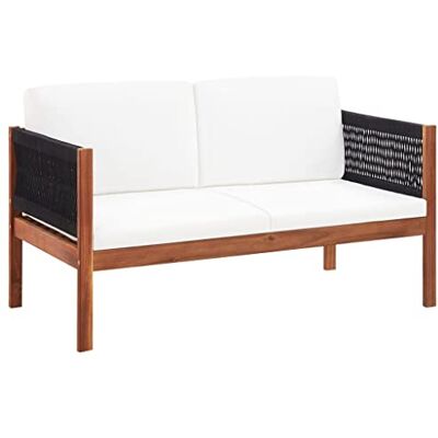 vidaXL Akazienholz Massiv Gartensofa 2-Sitzer mit unverwechselbarem Seildesign Auflagen Gartenmöbel Sofa Loungesofa Gartenbank Holzbank vidaXL Akazienholz Massiv Gartensofa 2-Sitzer mit unverwechselbarem Seildesign Auflagen Gartenmöbel Sofa Loungesofa Gartenbank Holzbank