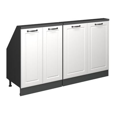 Vicco Dachschrägenschrank-Set Rion, Weiß Landhaus/Anthrazit B140 x T46 cm, 2er Set, platzsparend für Dachschrägen Vicco Dachschrägenschrank-Set Rion, Weiß Landhaus/Anthrazit B140 x T46 cm, 2er Set, platzsparend für Dachschrägen
