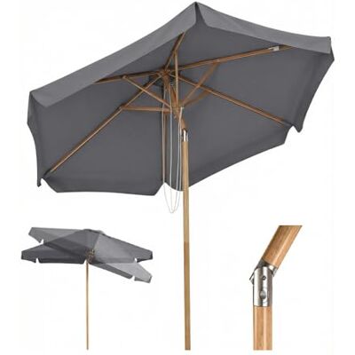 Sekey Sonnenschirm Balkon Holzoptik mit Neigungswinkel (Aluminium-Drehgelenk), Eisenmast 38mm & 6 Stahlstreben, Doppel-Seilzug, Sonnenschirm Strand für Balkon Terrasse, UPF 50+ Sonnenschutz Sekey Sonnenschirm Balkon Holzoptik mit Neigungswinkel (Aluminium-Drehgelenk), Eisenmast 38mm & 6 Stahlstreben, Doppel-Seilzug, Sonnenschirm Strand für Balkon Terrasse, UPF 50+ Sonnenschutz