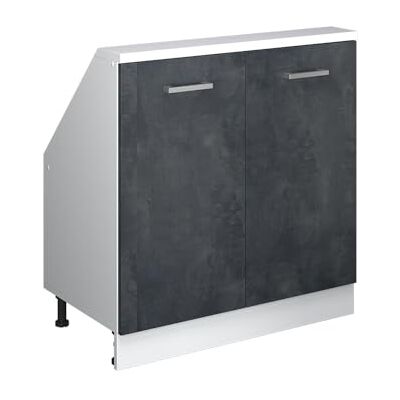 Vicco Dachschrägenschrank Rion, Schwarz Beton/Weiß B80 x T46 cm, mit 2 Türen, platzsparend für Dachschrägen Vicco Dachschrägenschrank Rion, Schwarz Beton/Weiß B80 x T46 cm, mit 2 Türen, platzsparend für Dachschrägen