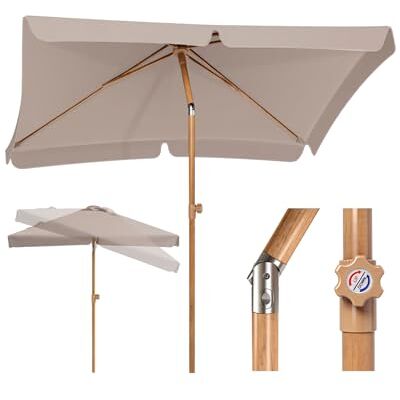 Sekey Sonnenschirm Balkon 200x125 cm Holzoptik, Sonnenschirm Rechteckig mit höhenverstellbar, 180g/m² Polyester UV50+, Aluminium-Drehgelenk, Sonnenschirme für Balkon Garten Terrasse Sekey Sonnenschirm Balkon 200x125 cm Holzoptik, Sonnenschirm Rechteckig mit höhenverstellbar, 180g/m² Polyester UV50+, Aluminium-Drehgelenk, Sonnenschirme für Balkon Garten Terrasse