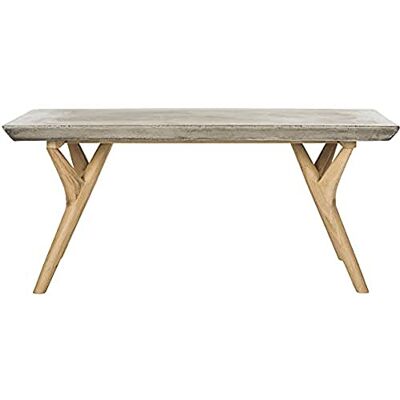 Safavieh Outdoor with Concrete Coffe Table with Wood Legs, in Dark Grey Safavieh Outdoor with Concrete Coffe Table with Wood Legs, in Dark Grey