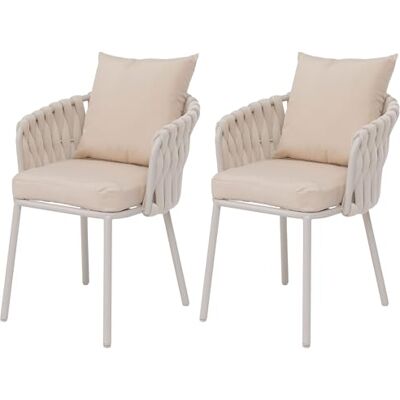 Mendler 2er-Set Aluminium-Gartenstuhl HWC-P89 Stoff/Textil Creme Gartensessel, Outdoor, Stuhl, (180g/m²) Seilgeflecht, Rope Mendler 2er-Set Aluminium-Gartenstuhl HWC-P89 Stoff/Textil Creme Gartensessel, Outdoor, Stuhl, (180g/m²) Seilgeflecht, Rope