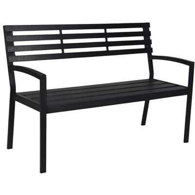 Relaxdays Gartenbank, 2-Sitzer, HxBxT: 88 x 128 x 59 cm, Kunststoff & Metall, Sitzbank Garten, Terrasse, Balkon, schwarz Relaxdays Gartenbank, 2-Sitzer, HxBxT: 88 x 128 x 59 cm, Kunststoff & Metall, Sitzbank Garten, Terrasse, Balkon, schwarz