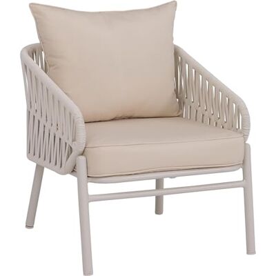 Mendler Aluminium-Gartenstuhl HWC-P90 Stoff/Textil Creme Loungestuhl, Sessel, Outdoor, Seilgeflecht, Rope, (180g/m²) Mendler Aluminium-Gartenstuhl HWC-P90 Stoff/Textil Creme Loungestuhl, Sessel, Outdoor, Seilgeflecht, Rope, (180g/m²)