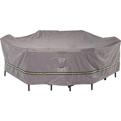 Duck Covers Soteria Rainproof 127" Long Rectangular/Oval Patio Table with Chairs Cover Duck Covers Soteria Rainproof 127" Long Rectangular/Oval Patio Table with Chairs Cover