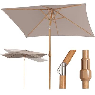 Sekey Sonnenschirm Rechteckig Auto-Knickbar UV50+ Holzoptik 38mm Eisenmast, 6 Stahlstreben, für Garten/Balkon/Terrasse, Kurbel, rostfrei, GRS-zertifiziert, langlebig Sekey Sonnenschirm Rechteckig Auto-Knickbar UV50+ Holzoptik 38mm Eisenmast, 6 Stahlstreben, für Garten/Balkon/Terrasse, Kurbel, rostfrei, GRS-zertifiziert, langlebig