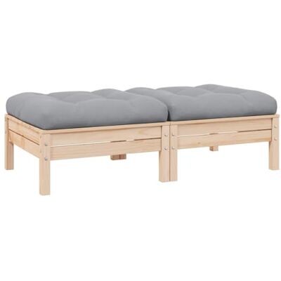 vidaXL Gartensofa 2-Sitzer, Gartenmöbel 2 Fußhocker mit Grauen Kissen, Modular Sofa Lounge Sitzgruppe für Garten Terrasse Balkon, Loungemöbel, Massivholz Kiefer vidaXL Gartensofa 2-Sitzer, Gartenmöbel 2 Fußhocker mit Grauen Kissen, Modular Sofa Lounge Sitzgruppe für Garten Terrasse Balkon, Loungemöbel, Massivholz Kiefer