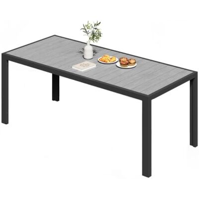 JUMMICO Gartentisch aus Aluminium mit Holzoptik, Wetterfester Outdoor Tisch in 150cm oder 189cm, Stabiler Esstisch für Garten und Terrasse JUMMICO Gartentisch aus Aluminium mit Holzoptik, Wetterfester Outdoor Tisch in 150cm oder 189cm, Stabiler Esstisch für Garten und Terrasse