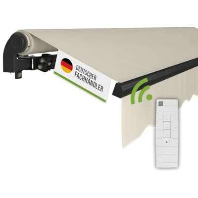 empasa Elektrische Gelenkarmmarkise 'Start Plus' Markise Sonnenmarkise Sonnenschutz, komplett vormontiert, Verschiedene Größen und Farben, Farbe:elfenbein, Größe:350 x 250 cm empasa Elektrische Gelenkarmmarkise 'Start Plus' Markise Sonnenmarkise Sonnenschutz, komplett vormontiert, Verschiedene Größen und Farben, Farbe:elfenbein, Größe:350 x 250 cm