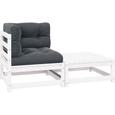 vidaXL Garten Lounge Set 2-TLG., Gartenmöbel Set Sitzgruppe für Garten Terrasse Balkon, Modular Sofa mit Kissen, Garnitur Loungemöbel, Weiß Kiefer Massivholz vidaXL Garten Lounge Set 2-TLG., Gartenmöbel Set Sitzgruppe für Garten Terrasse Balkon, Modular Sofa mit Kissen, Garnitur Loungemöbel, Weiß Kiefer Massivholz
