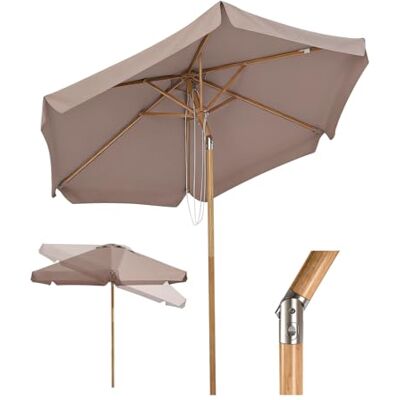 Sekey Sonnenschirm Balkon Holzoptik mit Neigungswinkel (Aluminium-Drehgelenk), Eisenmast 38mm & 6 Stahlstreben, Doppel-Seilzug, Sonnenschirm Strand für Balkon Terrasse, UPF 50+ Sonnenschutz Sekey Sonnenschirm Balkon Holzoptik mit Neigungswinkel (Aluminium-Drehgelenk), Eisenmast 38mm & 6 Stahlstreben, Doppel-Seilzug, Sonnenschirm Strand für Balkon Terrasse, UPF 50+ Sonnenschutz