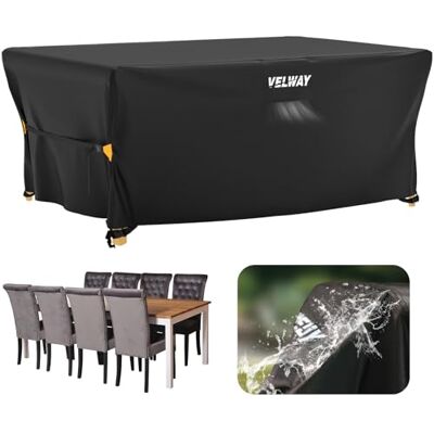 Velway Abdeckung für Gartenmöbel Wasserdicht 242x162x100cm Rechteckig Schutzhülle Winddicht Loungemöbel Abdeckung Abdeckhauben für Gartentische Sitzgruppe Terrassenmöbel Schwarz Velway Abdeckung für Gartenmöbel Wasserdicht 242x162x100cm Rechteckig Schutzhülle Winddicht Loungemöbel Abdeckung Abdeckhauben für Gartentische Sitzgruppe Terrassenmöbel Schwarz
