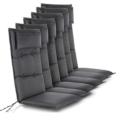 normani 6er-Set Premium Stuhlauflagen Sitzpolster Hochlehner mit Kissen 120x50 cm aus pflegeleichtem Outdoor Material Gartenstuhlauflagen für Draußen und Drinnen Anthrazit 120 x 50 x 5 cm normani 6er-Set Premium Stuhlauflagen Sitzpolster Hochlehner mit Kissen 120x50 cm aus pflegeleichtem Outdoor Material Gartenstuhlauflagen für Draußen und Drinnen Anthrazit 120 x 50 x 5 cm