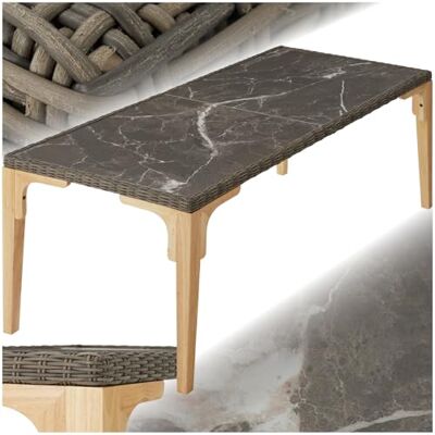 tectake ® Alu Rattan Tisch, Esstisch für Outdoor Küche, Terrasse, Wohnzimmer mit Tischplatte in Marmor Optik, Gartentisch, Balkontisch 196 x 87 x 76 cm, 2 abnehmbare Platten, wetterfest Natur tectake ® Alu Rattan Tisch, Esstisch für Outdoor Küche, Terrasse, Wohnzimmer mit Tischplatte in Marmor Optik, Gartentisch, Balkontisch 196 x 87 x 76 cm, 2 abnehmbare Platten, wetterfest Natur