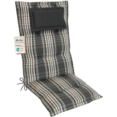 Herlag Hochlehner-Gartenstuhlauflage AVA 123x50x9cm Extra Dicke Sitzauflage 9 cm mit Kopfpolster Polsterauflage mit Deluxe-Komfort Öko Tex 100 1 Polster Grau Kariert Herlag Hochlehner-Gartenstuhlauflage AVA 123x50x9cm Extra Dicke Sitzauflage 9 cm mit Kopfpolster Polsterauflage mit Deluxe-Komfort Öko Tex 100 1 Polster Grau Kariert