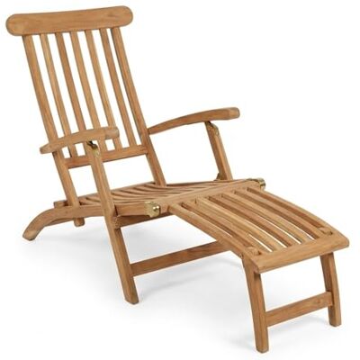 SAM Teak Holz Deckchair, Sonnenliege- Stuhl, verstellbar, geschliffen, zumenklappbar, Balkon, Terrasse und Garten SAM Teak Holz Deckchair, Sonnenliege- Stuhl, verstellbar, geschliffen, zumenklappbar, Balkon, Terrasse und Garten