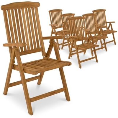 SAM 6er Set Premium Hochlehner Aruba, Teakholz massiv lackiert, Klappstuhl Gartenstühle, 5-Fach Verstellbar mit Armlehnen bis 150 kg, wetterfest für Garten Terrasse Balkon Outdoor, Unikat SAM 6er Set Premium Hochlehner Aruba, Teakholz massiv lackiert, Klappstuhl Gartenstühle, 5-Fach Verstellbar mit Armlehnen bis 150 kg, wetterfest für Garten Terrasse Balkon Outdoor, Unikat