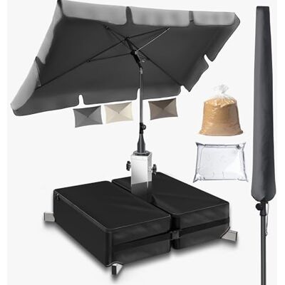 4smile Sonnenschirm rechteckig 200x125cm + Sonnenschirmständer + Schirmhülle Sonnenschutz Balkon Set 3-teilig, Sonnenschirm Balkon mit Ständer Balkonschirm knickbar höhenverstellbar 4smile Sonnenschirm rechteckig 200x125cm + Sonnenschirmständer + Schirmhülle Sonnenschutz Balkon Set 3-teilig, Sonnenschirm Balkon mit Ständer Balkonschirm knickbar höhenverstellbar