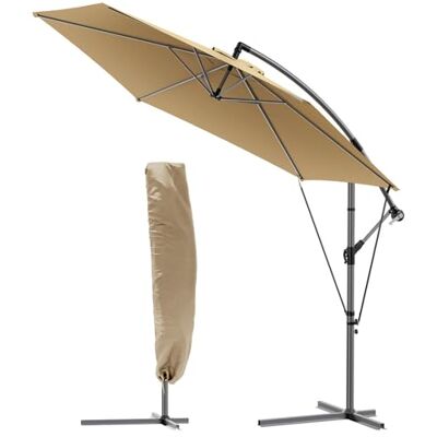VOUNOT Ampelschirm 300 cm, Sonnenschirm mit Kurbelvorrichtung, Windsicherung und Schutzhülle, Sonnenschutz UV-Schutz, Gartenschirm Marktschirm Kurbelschirm, Khaki VOUNOT Ampelschirm 300 cm, Sonnenschirm mit Kurbelvorrichtung, Windsicherung und Schutzhülle, Sonnenschutz UV-Schutz, Gartenschirm Marktschirm Kurbelschirm, Khaki