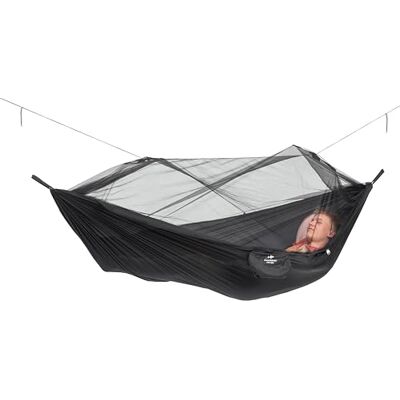 AMAZONAS Ultra-Light Hängematte Moskito Traveller Extreme 500g 275cm x 140cm Packmaß 24,5 x 8,5cm bis 200kg in Schwarz AMAZONAS Ultra-Light Hängematte Moskito Traveller Extreme 500g 275cm x 140cm Packmaß 24,5 x 8,5cm bis 200kg in Schwarz