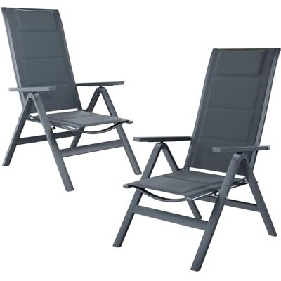 JUMMICO 4er Set Aluminium Gartenstuhl Hochlehner 5-Fach Verstellbarer Rückenlehne,Gartenstühle Atmungsaktiv Wetterfest Klappbar Anti-Rutsch für Terrasse und Garten Belastbar 150 KG Grau JUMMICO 4er Set Aluminium Gartenstuhl Hochlehner 5-Fach Verstellbarer Rückenlehne,Gartenstühle Atmungsaktiv Wetterfest Klappbar Anti-Rutsch für Terrasse und Garten Belastbar 150 KG Grau