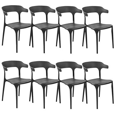 Beliani Indoor & Outdoor Stuhl 8er Set Kunststoff schwarz stapelbar Skandi Modern Gubbio Beliani Indoor & Outdoor Stuhl 8er Set Kunststoff schwarz stapelbar Skandi Modern Gubbio
