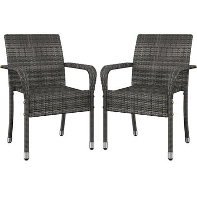 Yaheetech 2er Set Rattanstühle Stapelbar, Gartenstühle Stapelstuhl mit Armlehnen & Rückenlehne, Rattan Stuhl Balkonstuhl mit Verstellbaren Füße für Garten Balkon Terrasse, Grau Yaheetech 2er Set Rattanstühle Stapelbar, Gartenstühle Stapelstuhl mit Armlehnen & Rückenlehne, Rattan Stuhl Balkonstuhl mit Verstellbaren Füße für Garten Balkon Terrasse, Grau