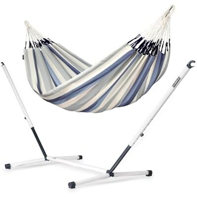 Siesta ® Brisa Klassische Doppel + Stahl-Gestell Hängematte, handgefertigt in Kolumbien, mit 160 cm Breite für entspannte Momente drinnen und draußen. (Sea Salt) Siesta ® Brisa Klassische Doppel + Stahl-Gestell Hängematte, handgefertigt in Kolumbien, mit 160 cm Breite für entspannte Momente drinnen und draußen. (Sea Salt)